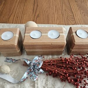 Rustic Brown Tealight Candle Holder Trio